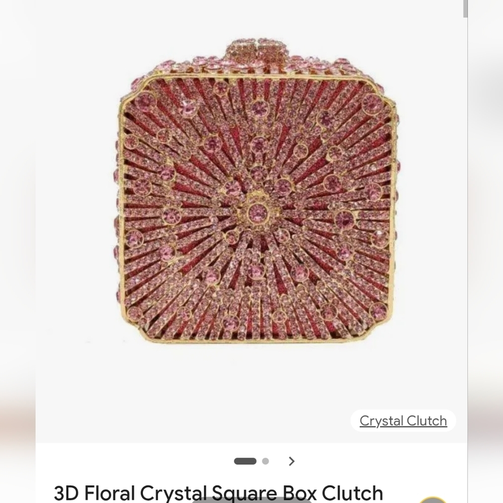 3D Floral Crystal Square Box Clutch, BRAND NEW
